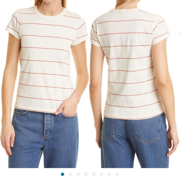 NWT rag & bone The Stripe Organic Cotton T-Shirt in Rust - Picture 1 of 13